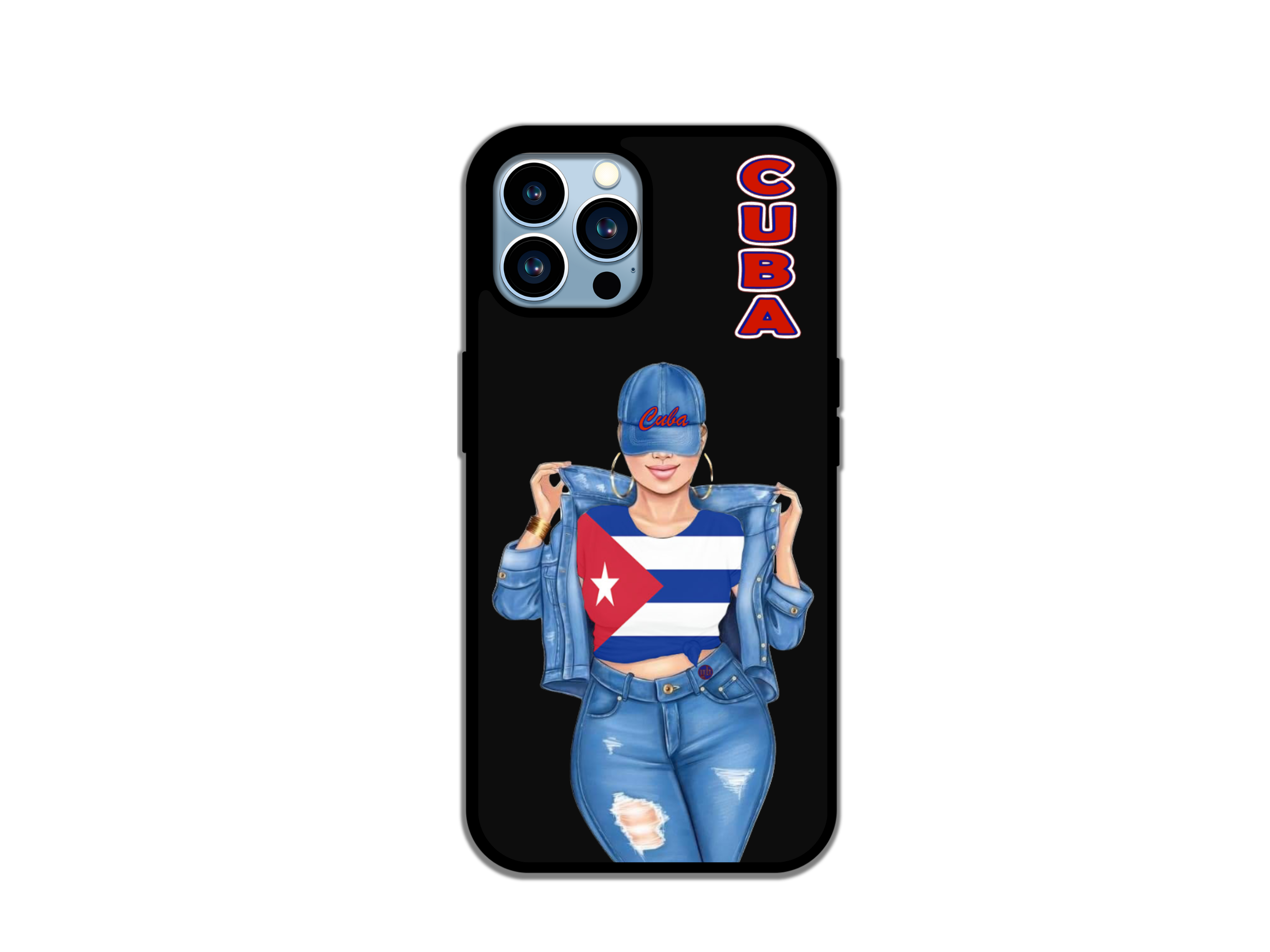 Cuba Pride Phone Case Stylish Latina Design HD Artwork Purple Landscape & Mushrooms Pattern Durable Protection for Cuban Queens Latina Lovers